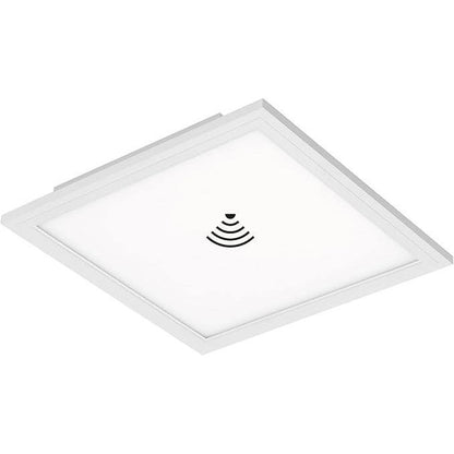 239919 - BRILONER LEUCHTEN Panel ndriçimi tavani LED me sensor lëvizjeje, ultra i sheshtë, llambë tavani 12W, 1,300 lumen, sensor drite dite, katror, i bardhë, 29.5 cm