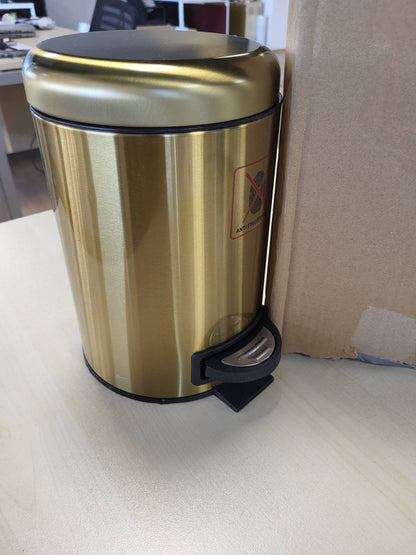293923 - WENKO Kosh mbeturinash Leman me pedale, ngjyrë ari mat, kapacitet 3 l, çelik inox, 17 x 25 x 22.5 cm