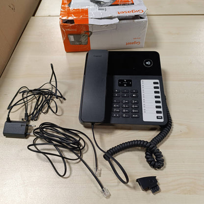 268024 - GIGASET DESK 600, Telefon me kabllo me 7 taste të shpejta me dy funksione, Ekran i madh LCD, Tast navigimi me 5 drejtime, Funksion pa duar, DTMF ose thirrje pulsi, i zi [versioni gjerman]