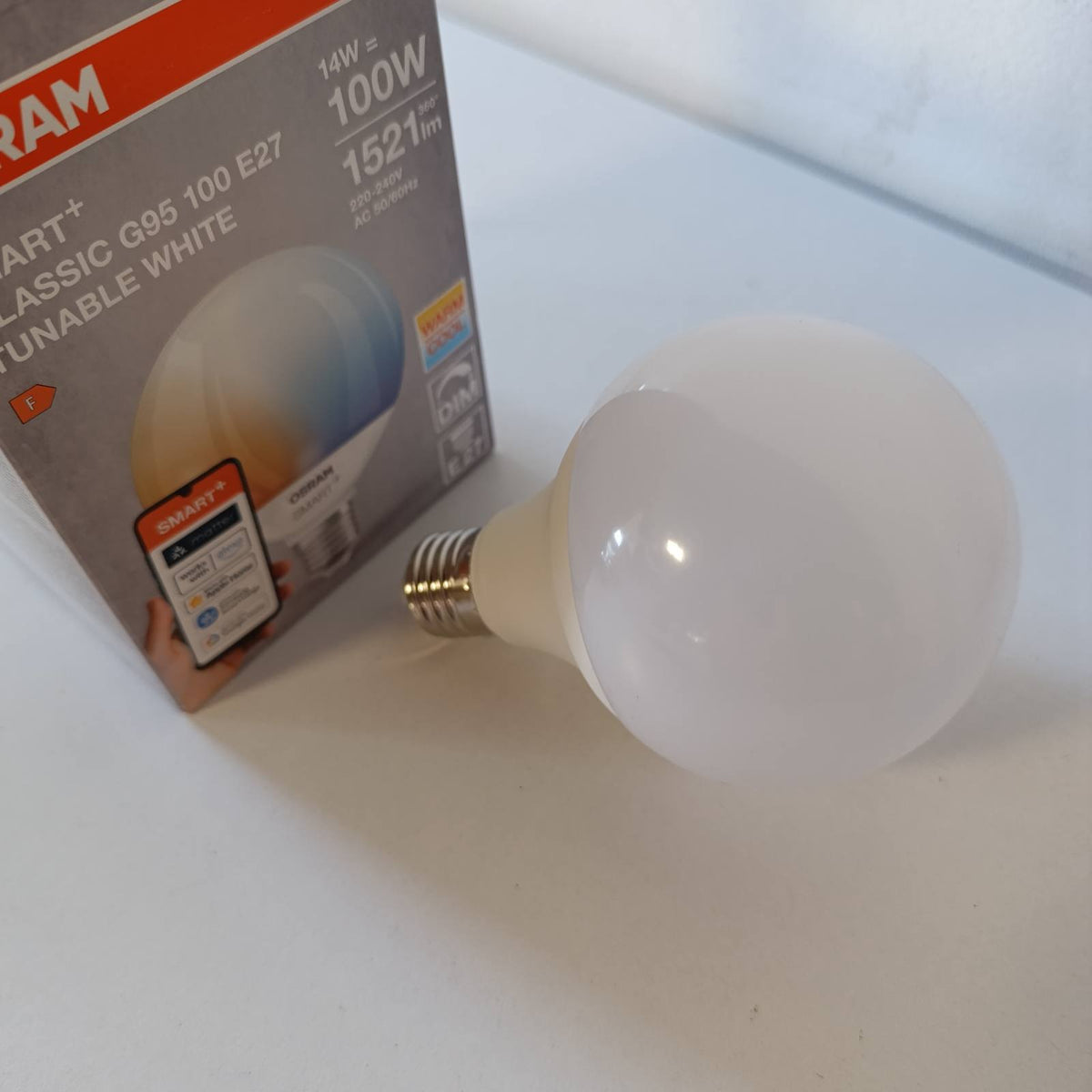 293837 - OSRAM - Llampë LED SMART+ Globe 95 E27, e akordueshme, me errësim, WiFi, 14W, 2700-6500K, pajtueshme me Matter