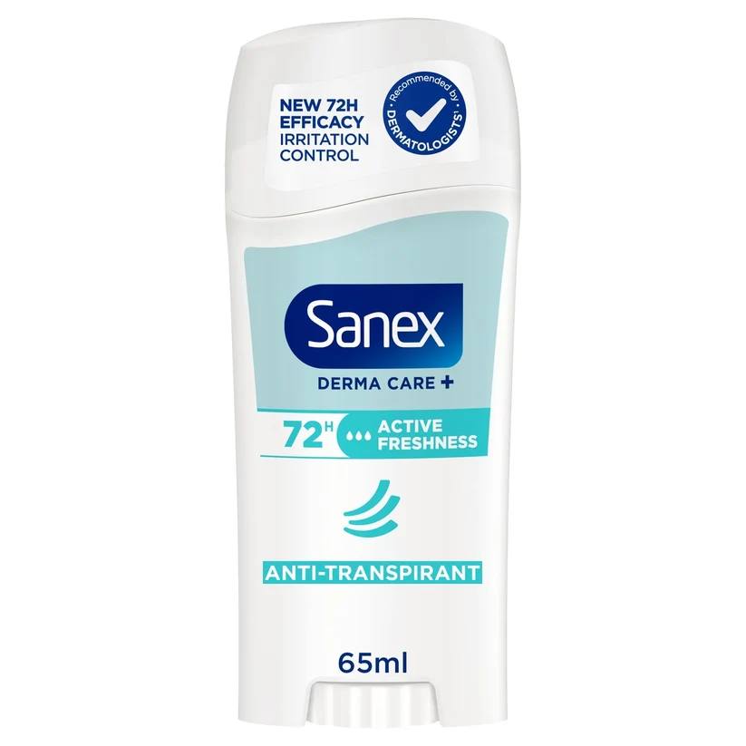 295687 - Sanex Derma Care+ Active Fresh – Deodorant antiperspirant në formë stik, me mbrojtje deri në 72 orë.
