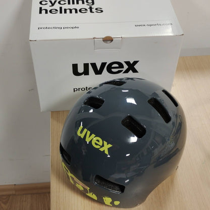 292776 - UVEX Helmetë biçiklete për fëmijë Kid 3, gri (Dirtbike gri-limon), madhësia 55-58 cm