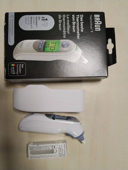 292928 - BRAUN Termometër Veshi ThermoScan 7 BRAIRT6520 | Teknologji Precizionit Age | Ekran Dixhital me Kodim Ngjyrash | Miqësor për Foshnje dhe Fëmijë të Vegjël