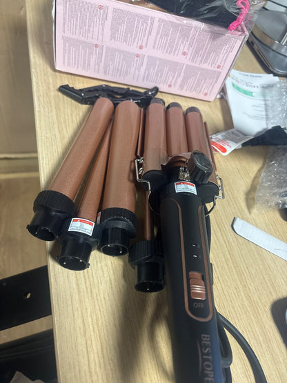 316202 - BESTOPE PRO Set hekuri kaçurrelash 5-në-1, me drejtues flokësh dhe hekur kaçurrelash 3-drejtimësh, ngrohje e shpejtë