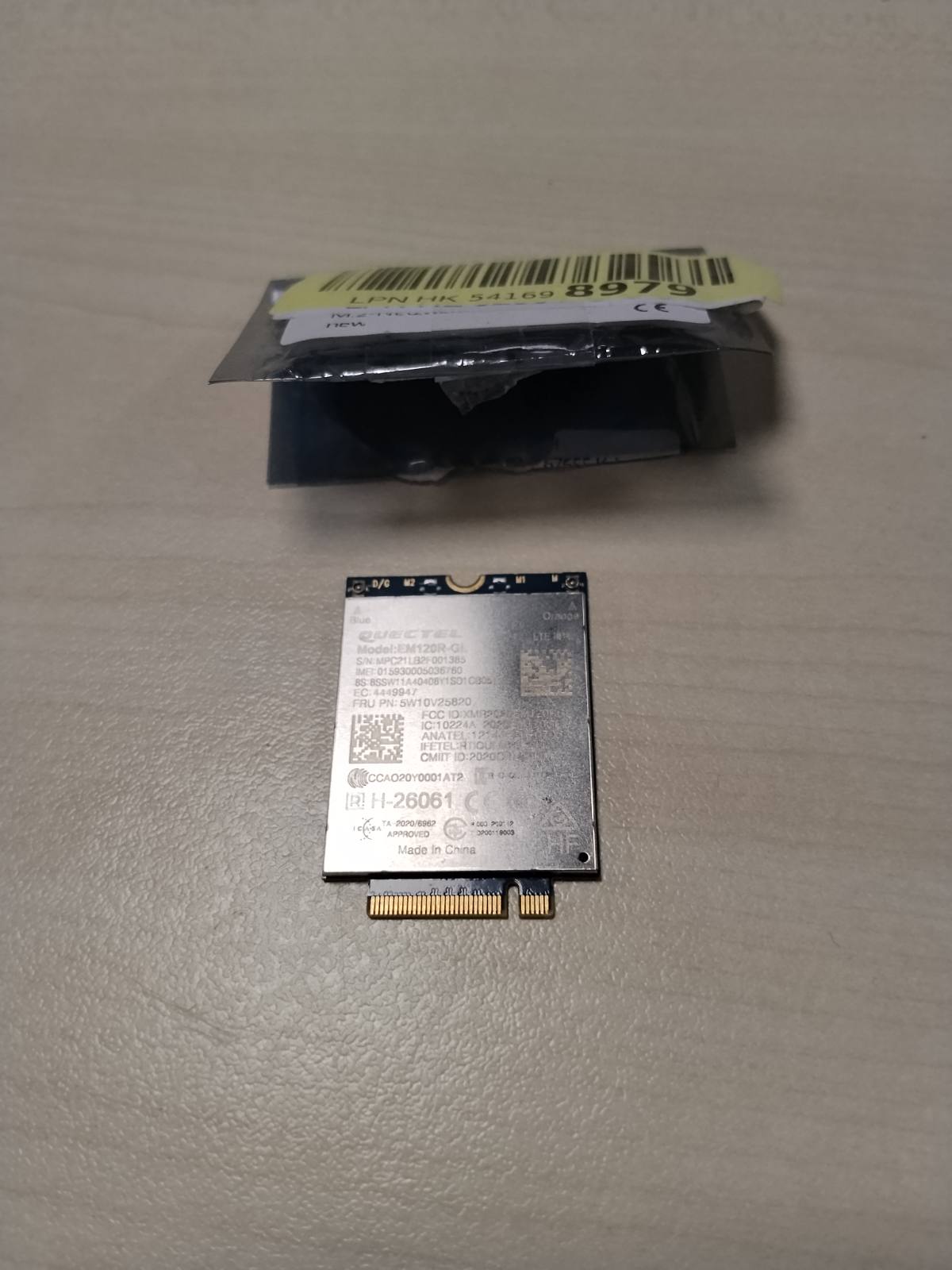 299209 - EM120R Kartë moduli rrjeti M.2, 4G LTE CAT12 600 Mbps, mbështet shumë LTE dhe WCDMA, për ThinkPad X1 Yoga Gen 6 P15s Gen 2 T15p Gen 2