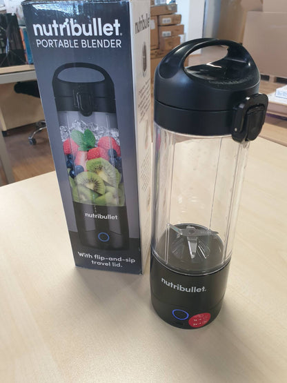 288370 - NUTRIBULLET Përgatitës portativ për smoothie, filxhan 475 ml, pa BPA, pa tel, i rikarikueshëm për mbi 15 cikle përzierjeje, mini blender portativ, thërrmon akullin dhe frutat, i zi, NBP003B