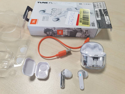 276312 - JBL Kufje Tune Flex Ghost 2, Bluetooth në vesh me anulim zhurmash, kohë riprodhimi 48 orë, IP54, dizajn ergonomik, White Ghost