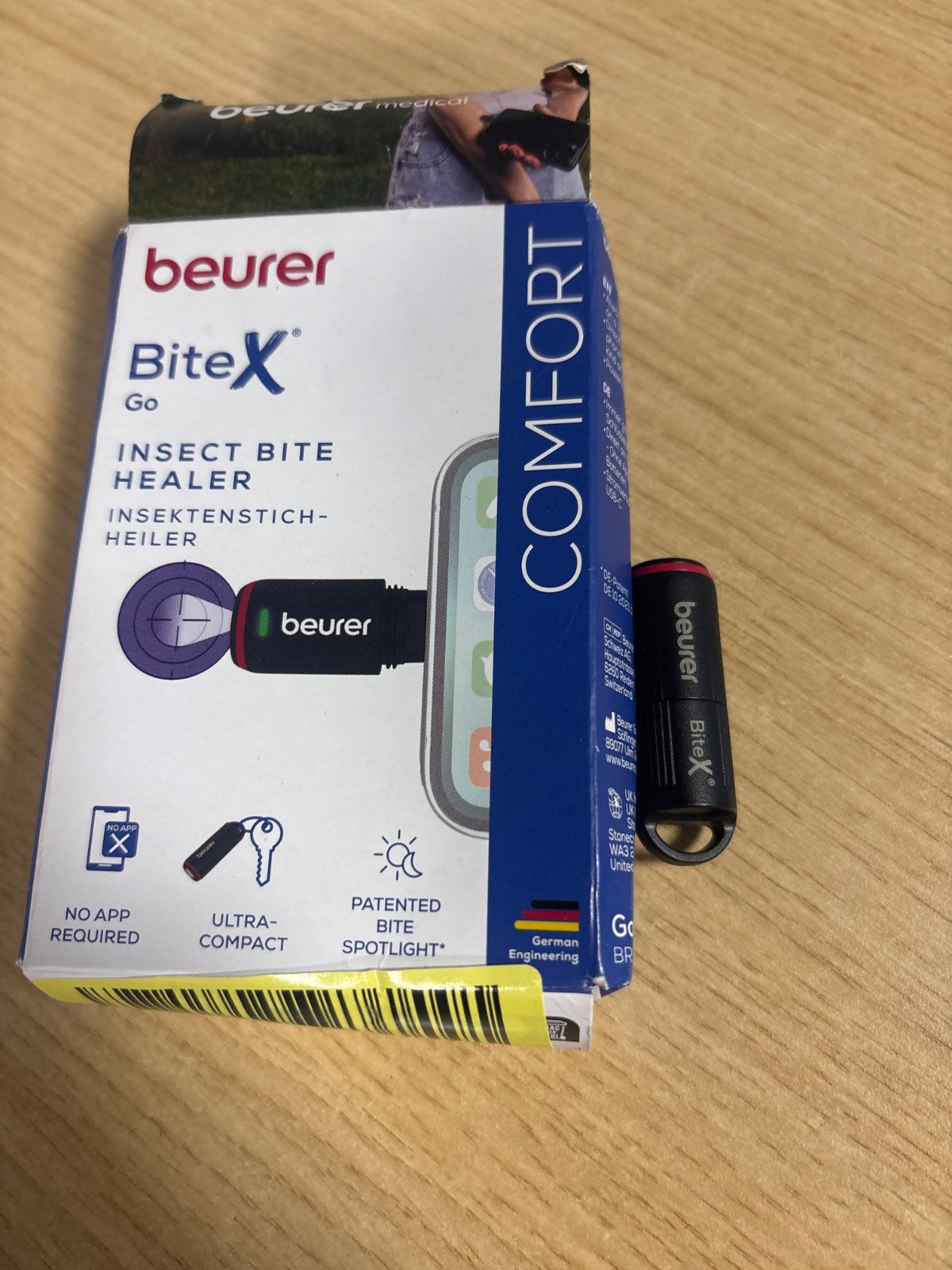 302094 - BEURER Shërues Elektrik i Pickimeve të Insekteve BiteX Go Deep, i Zi, për Android dhe iPhone (USB-C), me Dritë