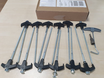 288985 - FOREVER Kunjë tendash çeliku me 12 copë, 25 cm, për tokë të fortë, pyll, livadhe - e zezë + argjend