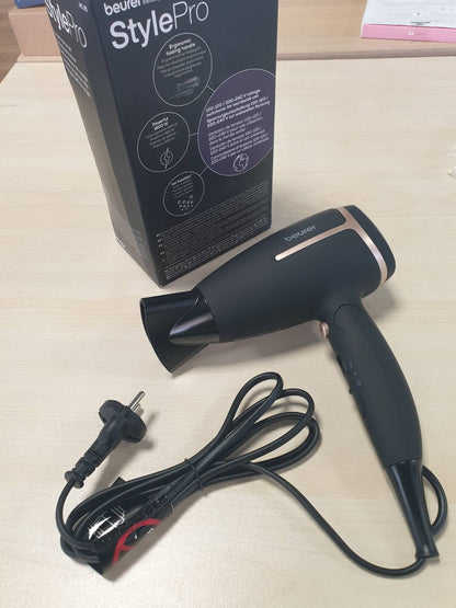 289971 - BEURER Tharëse flokësh e palosshme HC 25, Funksion jonik, 1600 vat, Rregullim tensioni 110-120/220-240 V