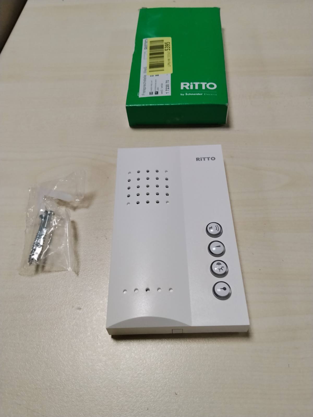322239 - SCHNEIDER ELECTRIC Interkom Ritto pa duar, sistem interkomi dere, buton hapjeje, njësi e brendshme, e bardhë, artikulli 1723070