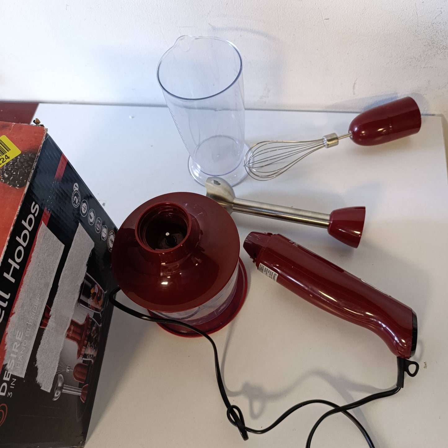 288340 - RUSSELL HOBBS Blender 3-në-1: Blender/Gërryes, Mikser dhe Shtojcë për Rrahje Desire Red, Pasues pa BPA, i sigurt për lavastovilje, për smoothie, supa, salca, kos, ushqim për foshnje, Model 24700-56
