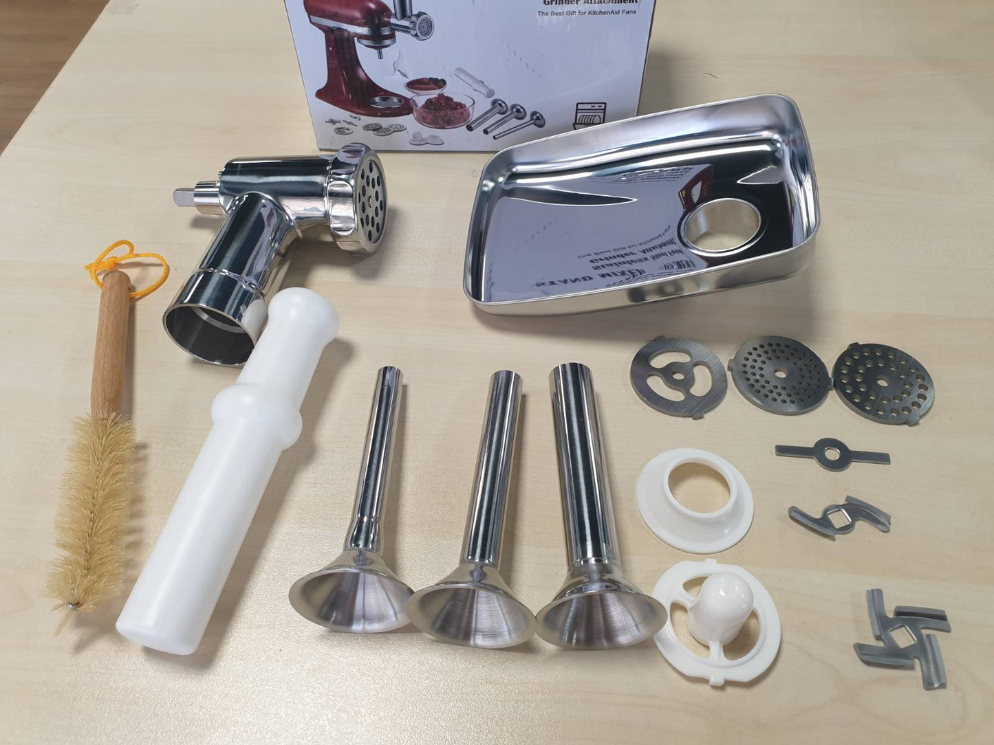288268 - Pajisje shtesë për bluarjen e mishit prej çeliku inox për mikserët KitchenAid, e sigurt për larje në makinë larëse enësh
