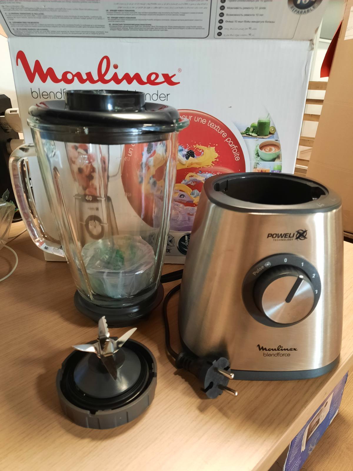 288231 - UTEN Blender për Smoothie 2L, Mikser Kuzhine 1800W, Puls, 5 Shpejtësi, Blender Dore me Kavanoz Qelqi, Strehë Çelik Inoks, Teh me 6 Faqe