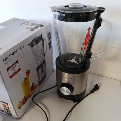 288377 - EMERIO Blender me enë qelqi 1.5L, Pa BPA, Funksion thërrmimi akulli, 2 shpejtësi + Funksion pulsi, 4 tehe çeliku inox, 2 çelësa sigurie në enë dhe kapak, 500W, BL-130988