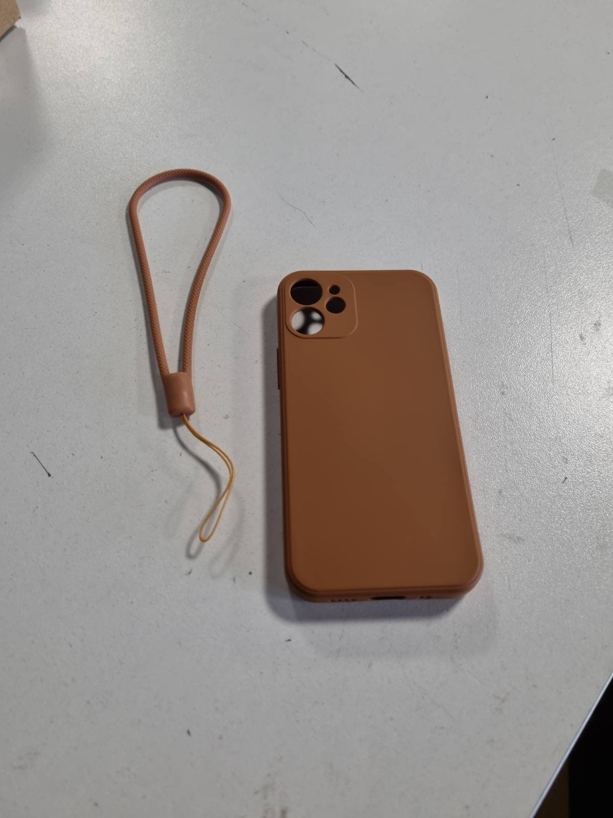 309183 - HGH Mbulesë silikoni për iPhone 12 Mini me kordon, Mbrojtëse ultra e hollë, Mbrojtëse rezistente ndaj gërvishtjeve, ngjyrë kafe