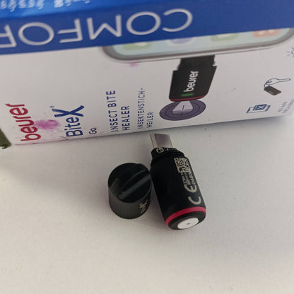 321336 - BEURER Shërues Elektrik i Pickimeve të Insekteve BiteX Go Deep, i Zi, për Telefona të Lehtë, Stilolaps Ngrohës për Pickime Mushkonjash, USB-C, me Dritë