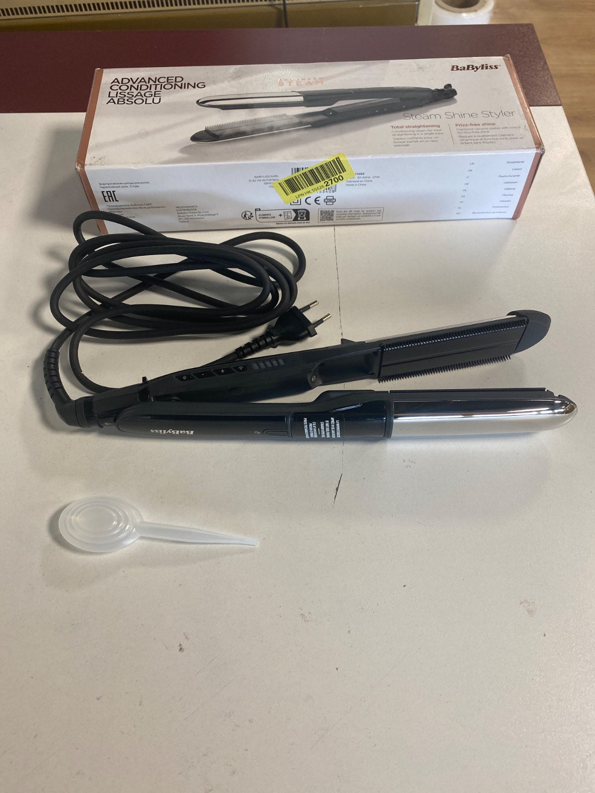 320889 - BABYLISS Steam Shine – Drejtues me Avull me Pllaka Qeramike Turmalinë XL për Drejtim të Shpejtë dhe Pa Mundim, Funksion Jonik Kundër Kaçurrelave për Flokë të Shkëlqyer dhe të Lëmuar, ST496E