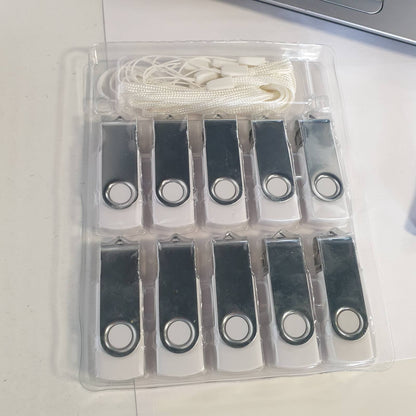 309774 - ARETOP Disqe USB 4GB, Pako me 10 copë, Disqe USB 2.0 me Shpejtësi të Lartë Rotate Metal (e Bardhë)