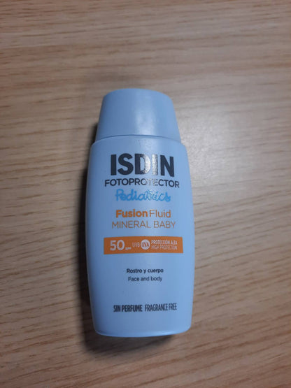 321325 - ISDIN - Krem kundër diellit për fëmijë - Fusion Fluid Mineral Baby SPF 50 - 50ml - 100% Filtra fizikë - I përshtatshëm për të gjitha llojet e lëkurës