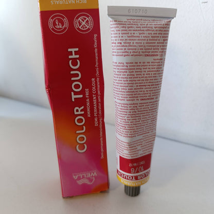 290364 - WELLA PROFESSIONALS Color Touch Vibrant Reds - Ngjyrë flokësh intensive vegane pa amoniak - 60ml, 10/6 Light Blonde Vjollcë, Metal Purifier, zgjasin deri në 28 larje