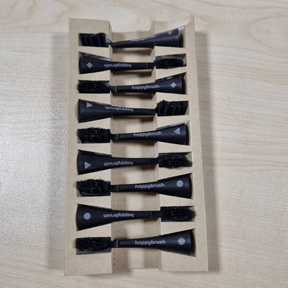 307513 - happybrush® Koka Furçash Zëvendësuese të Qëndrueshme për Furçën Elektrike të Dhëmbëve Eco VIBE 3 Sonic - E tëra e Zezë - 9 copë