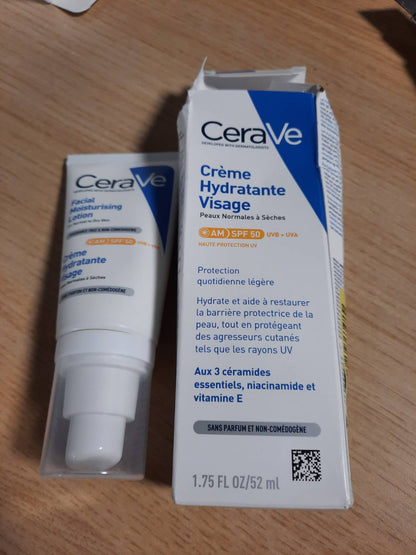 275661 - CERAVE Krem Hidratues për Fytyrë me SPF 50, 52 ml, Kujdes Ditor për Lëkurë Normale deri të Thatë