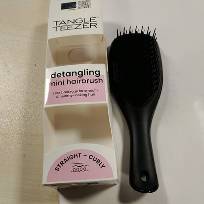 306543 - TANGLE TEEZER Ultimate Detangler i Vogël - 20 cm - Për Flokë të Lagur dhe të Tharë - Furçë Detangler për të Gjitha Llojet e Flokëve - E Zezë