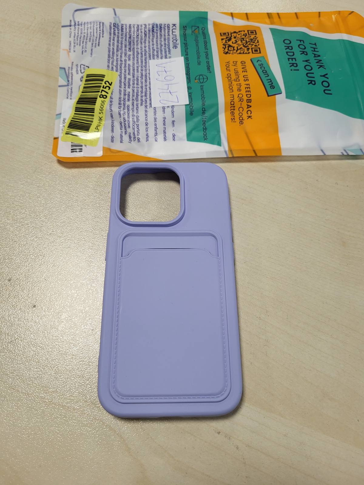 274671 - KWMOBILE Mbrojtëse për Apple iPhone 15 Pro me vend për kartë - Mbrojtëse TPU - Karikim pa tel - Mbulesë mbrojtëse në ngjyrë vjollcë