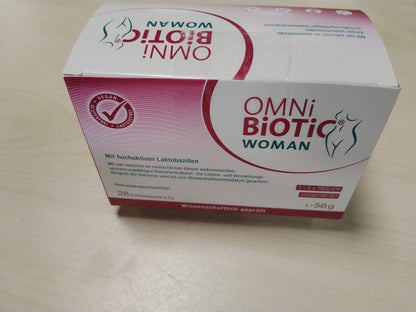 315916 - OMNi BiOTiC WOMAN, 4 lloje bakteriale, 10 miliardë CFU për dozë ditore, pluhur, vegan, pa gluten, pa laktozë, 28 racione