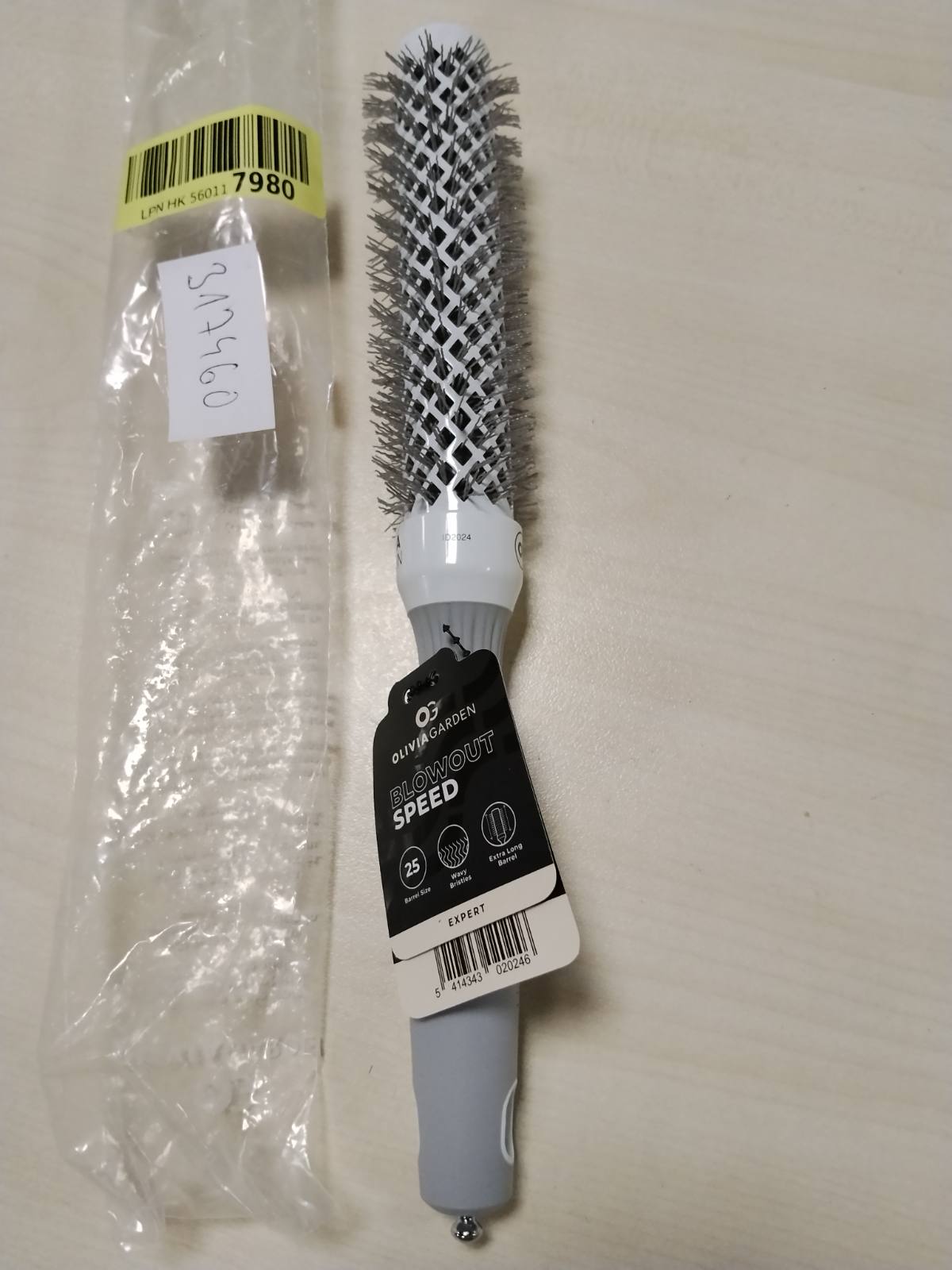 317460 - Olivia Garden Shpejtësia e Shpërthimit të Ekspertit, E Bardhë & Gri, 25, furçë e rrumbullakët qeramike me fuçi ekstra të gjatë për 25% shpërthime më të shpejta