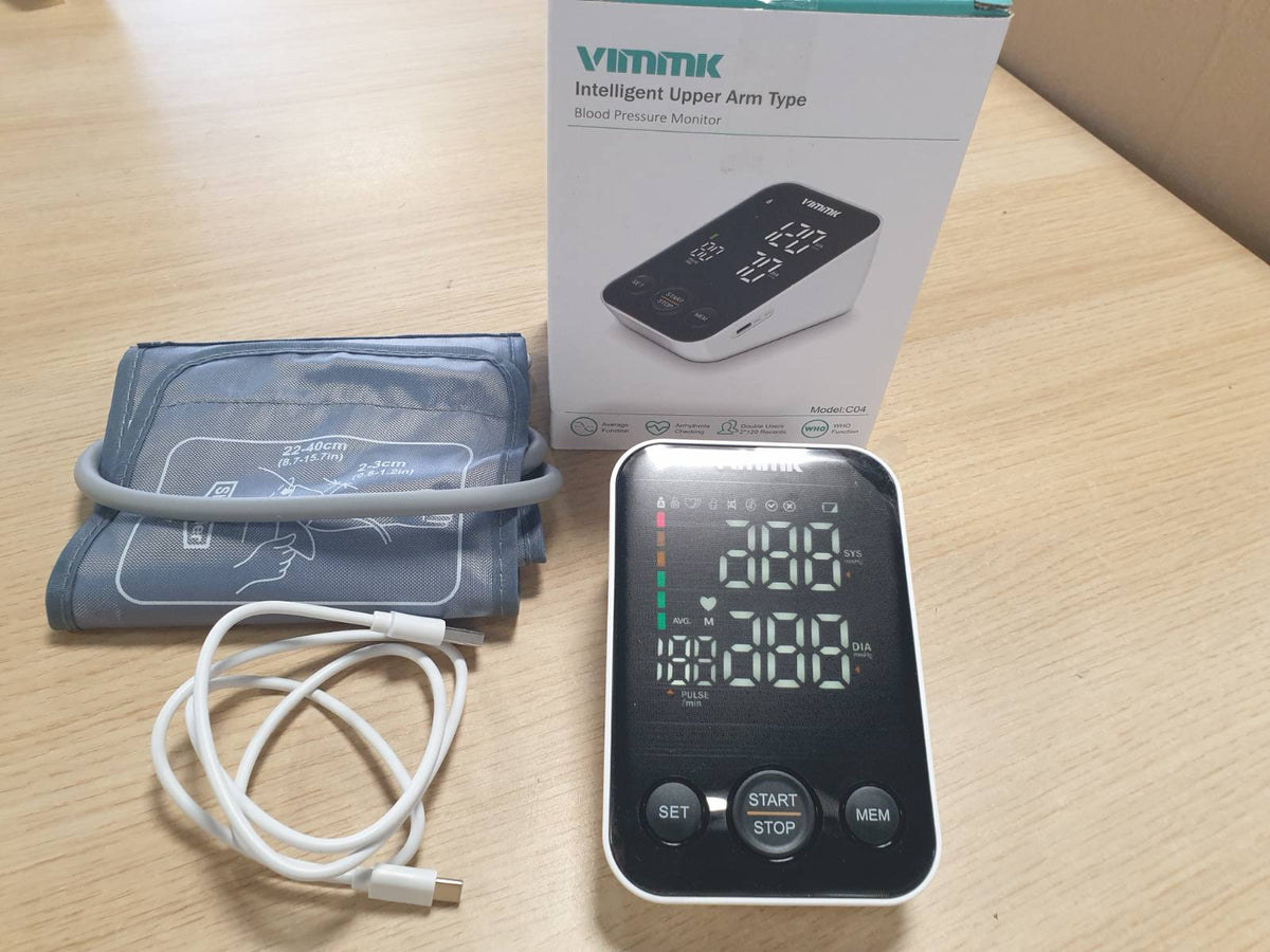 316990 - VIMMK Monitor dixhital i presionit të gjakut për krahun e sipërm, ekran LED, zbulim të aritmisë, matje puls, 2 x 120 cilësime memorie, madhësia e manshetës 22-40 cm