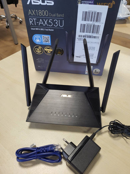 276439 - ASUS Router RT-AX53U, WiFi 6 AX1800, Gigabit, CPU katër bërthama, USB, AiProtection