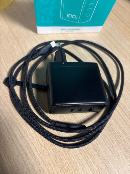 273431 - INIU Karikues USB-C i shpejtë 100W me 3 porta, Adaptor GaN për MacBook Air Pro, iPad, iPhone 17 16 15 Pro Max, Samsung Galaxy S25 S24 Ultra, Pixel, Switch 2
