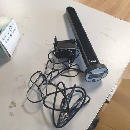 319935 - HAMA Innetenne, antenë për radio dixhitale (Dab/Dab+) dhe FM, amplifikim aktiv deri në 30 dB, kabllo 1.5 m, lidhës F, furnizim me energji, e zezë