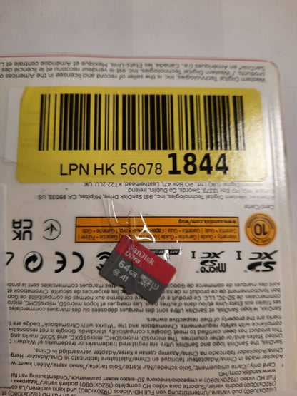 320107 - SANDISK Kartë Ultra 64 GB microSDXC UHS-I për Chromebook me adaptor SD (A1, Klasa 10, U1, Video Full HD, Shpejtësi Leximi deri në 140 MB/s)