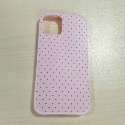 274224 - YIRLBEY Mbrojtëse me Pika për iPhone 12 Mini 5.4", TPU prej silikoni rozë, ultra e hollë, dizajn estetik me pika vjollcë