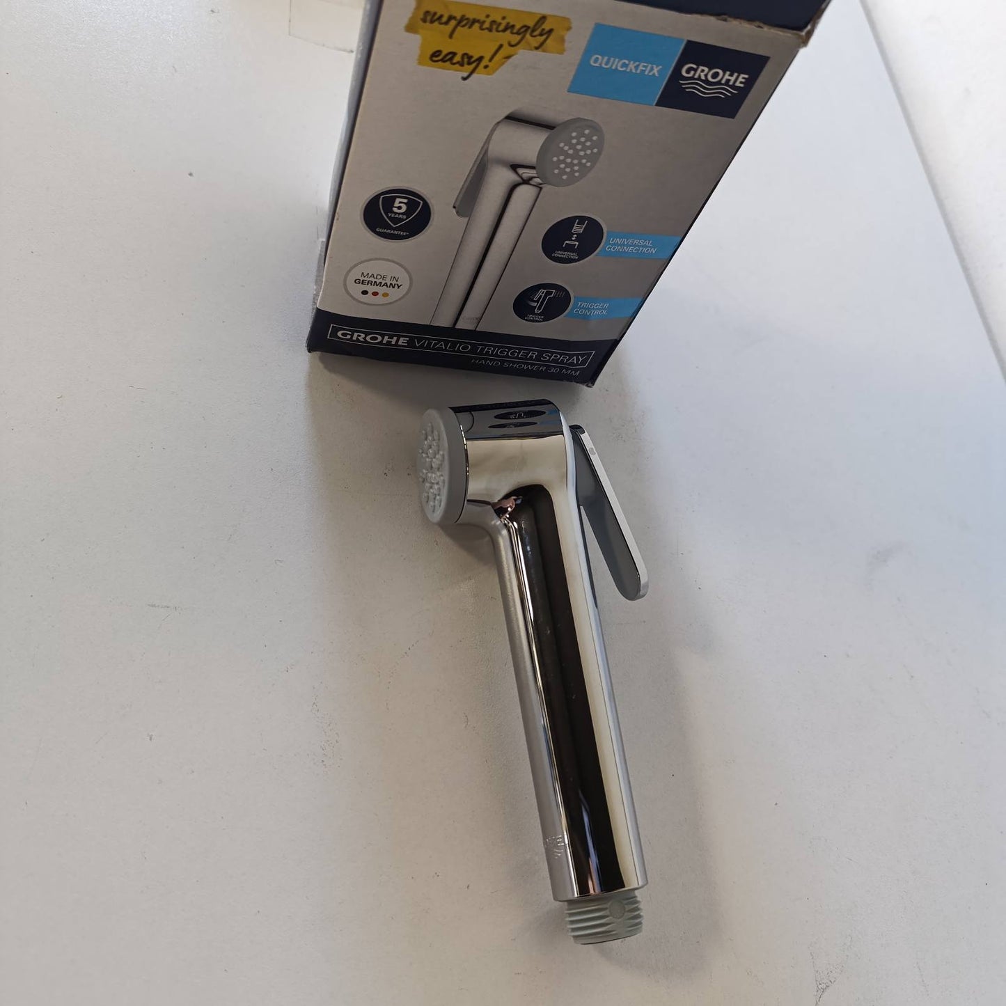 288903 - GROHE Vitalio dush dore bide për tualetin (kokë dushi me 1 model spërkatjeje, me buton shtypës, sipërfaqe e qëndrueshme, e lehtë për t'u pastruar) - krom, 26351000