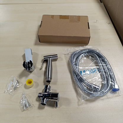 288764 - Shishe spreji për tualet, dush dore, bide, çelik inox - valvul 3-kahësh (1/2-3/8 inç), për higjienë personale dhe pastrim.