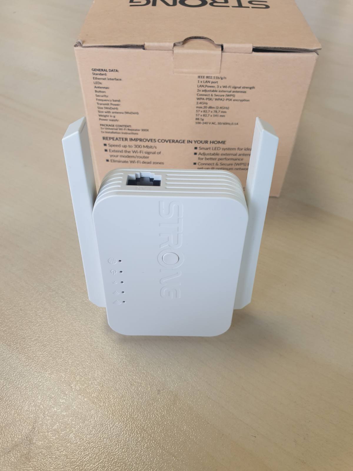 305495 - Amplifikator WiFi 300Mbit/s, për prizë elektrike, WPS, portë LAN, modalitet pike aksesi, i pajtueshëm me të gjithë ruterët