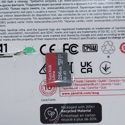 295754 - SAN DISK Kartë memorieje Ultra Android microSDXC UHS-I 256 GB + Adaptor (A1, Klasa 10, U1, video Full HD, shpejtësi leximi deri në 150 MB/s)