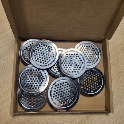 335620 - LATRAT Hapësira metalike ventilimi, Mbulesë e rrumbullakët ventilimi, 10 copë, Grilë çeliku inox, 53 mm