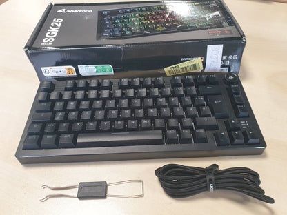 309729 - SHARKOON SKILLER SGK25 RGB - Tastierë lojërash, paraqitje 75%, ndërrim Hot Swap, çelësa të lubrifikuar Huano RED, ngjyra e zezë