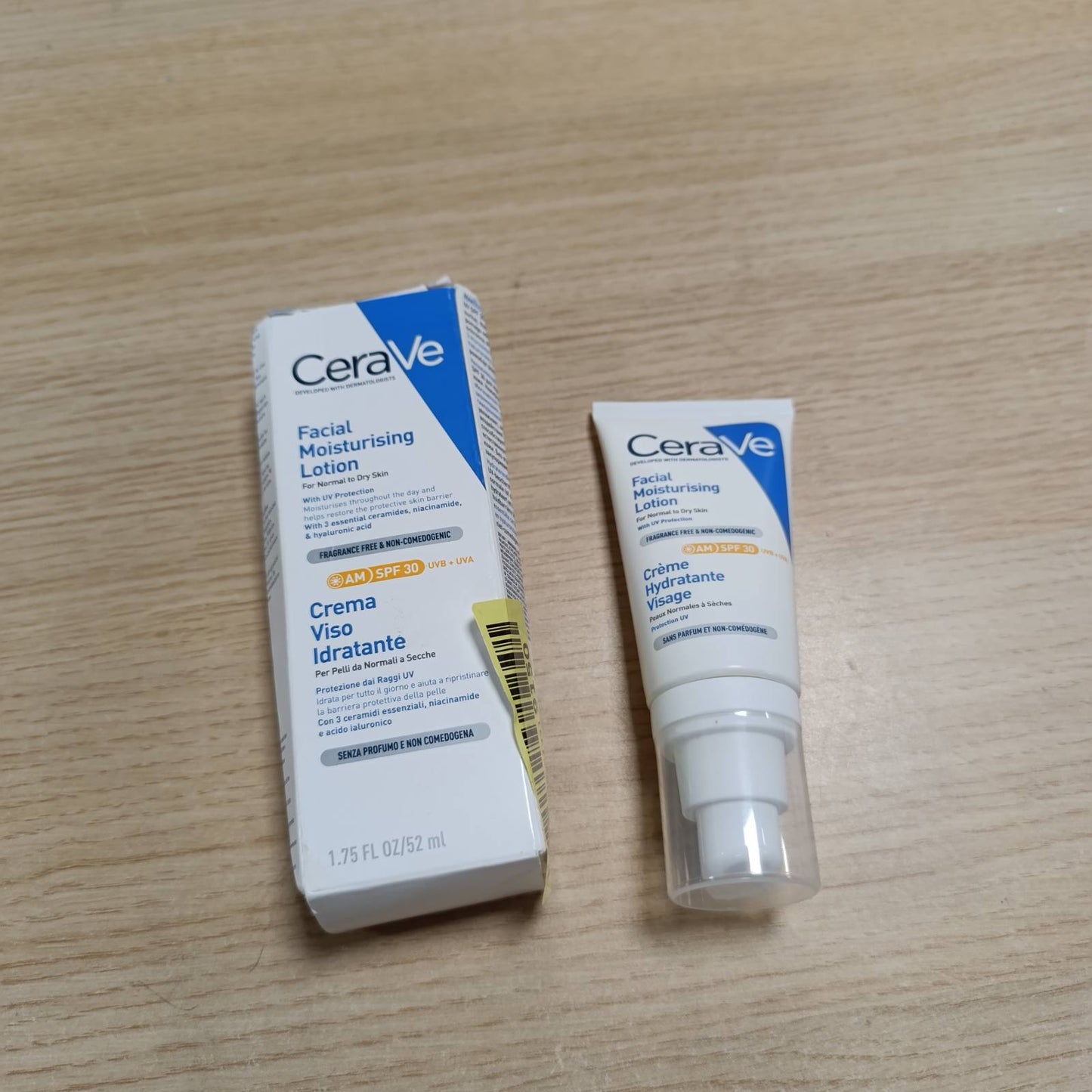 321579 - CERA VE Krem për fytyrën me SPF 30, krem hidratues, pa aroma dhe parabene, për lëkurë normale deri të thatë, 52 ml