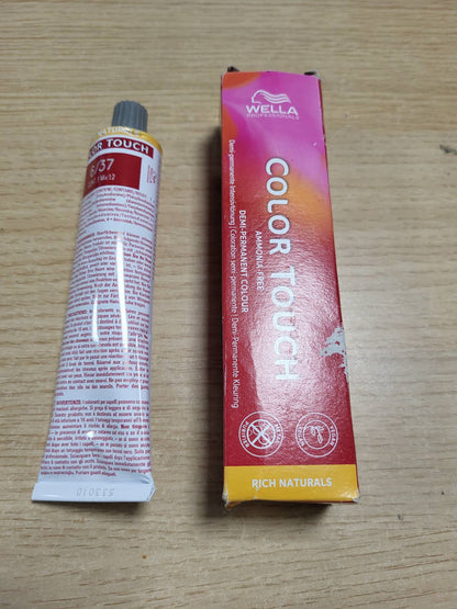 321853 - WELLA PROFESSIONALS Color Touch Rich Naturals - Ngjyrë intensive vegane pa amoniak - 60 ml - 6/37 Bjonde e Errët Kafe e Artë - Zgjat deri në 28 larje