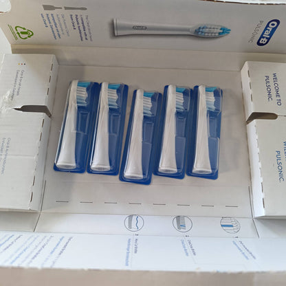 289756 - ORAL-B Koka Furçash Zëvendësuese Pulsonic Clean, të Bardha, Pako me 5 Furça