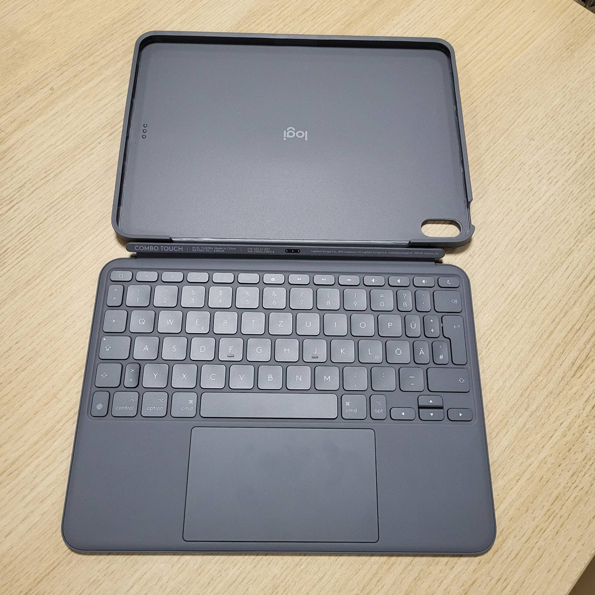 309470 - LOGITECH Kutia e tastierës Combo Touch për iPad Air 11 inç (M2, M3 dhe M4), iPad Air (gjenerata e 5-të) – Tastierë e shkëputshme me ndriçim prapa dhe mbështetëse, paraqitje gjermane QWERTZ - Gri