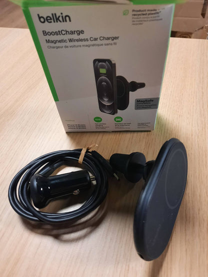 308785 - BELKIN Mbajtëse magnetike për telefonin pa tel, BoostCharge për makinë, karikues makine i pajtueshëm me iPhone 17, Air, 16, 15, 14, 13, 12, Pixelsnap me MagSafe (përfshin kabllon dhe karikuesin)