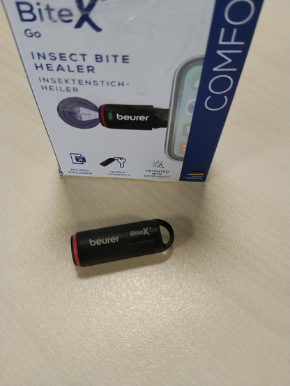 321341 - BEURER Shërues Elektrik i Pickimeve të Insekteve BiteX Go Deep, i Zi, për Telefona të Lehtë, Stilolaps Ngrohës për Pickime Mushkonjash, USB-C, me Dritë