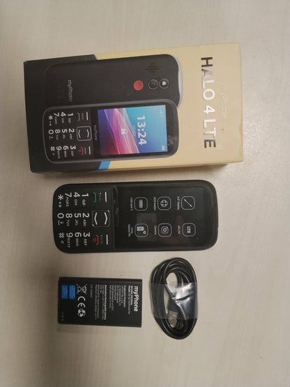 309734 - MYPHONE HALO 4 LTE - Telefon celular për të moshuarit, dy karta SIM, butona të mëdhenj, ekran 3.5 inç, bateri 2500 mAh, zgjat deri në 16 ditë, buton SOS